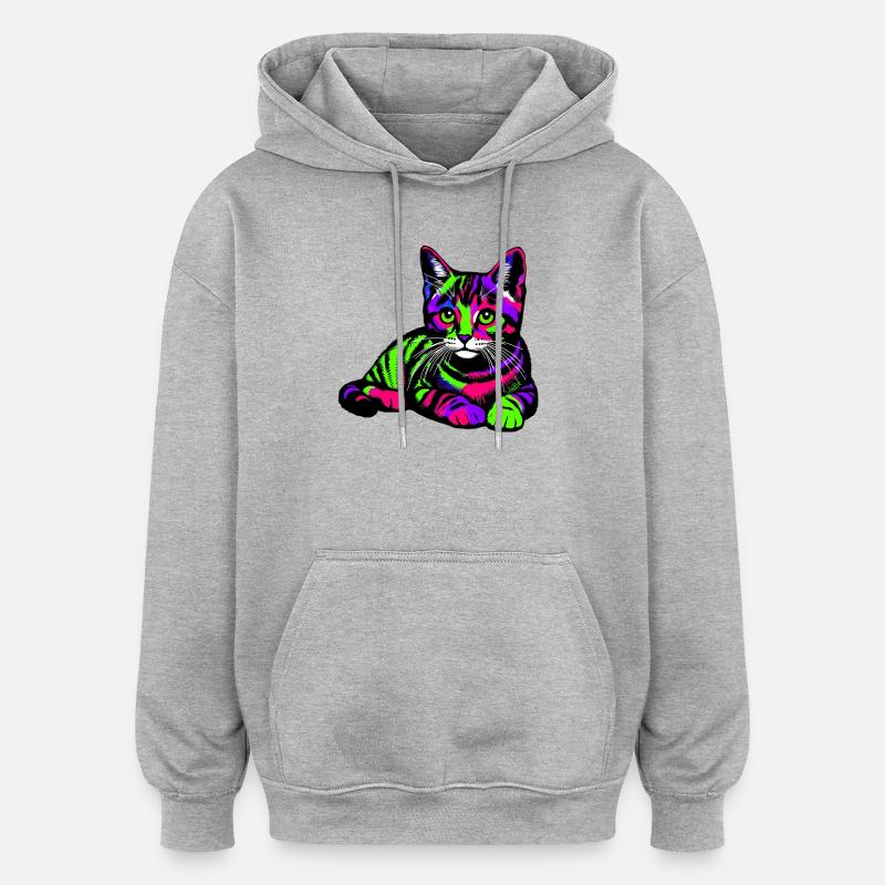 Katze - Oversized Unisex Hoodie - Grau meliert
