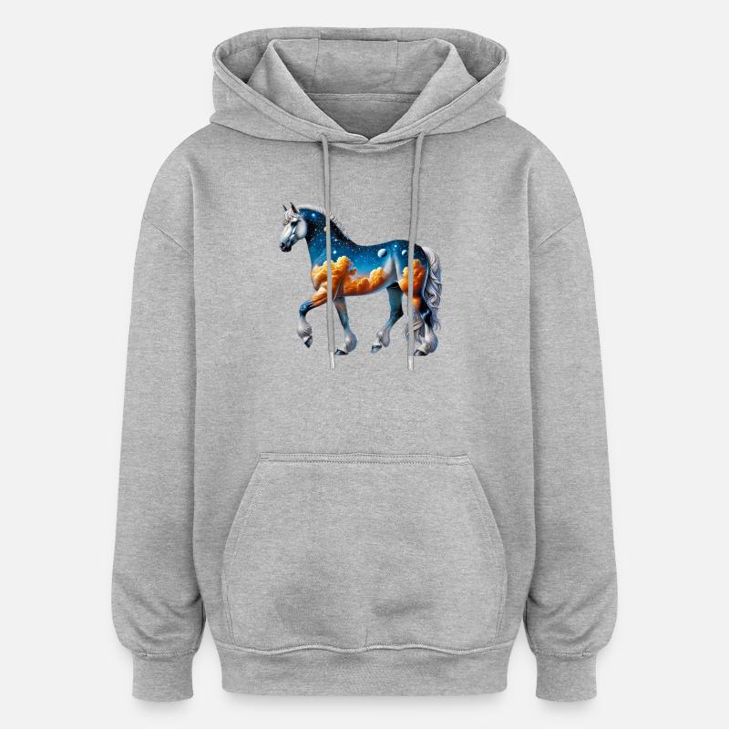 Cheval - Sweat à capuche oversize unisexe - gris chiné