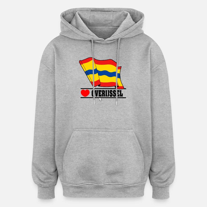 Drapeau Overijssel coeur Overijssel - Sweat à capuche oversize unisexe - gris chiné