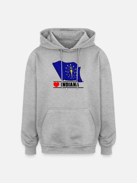 Flag Indiana heart INDIANA - Oversized Unisex Hoodie - heather grey