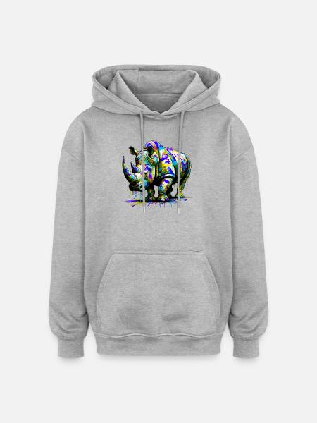 Rhinoceros - Oversized Unisex Hoodie - heather grey