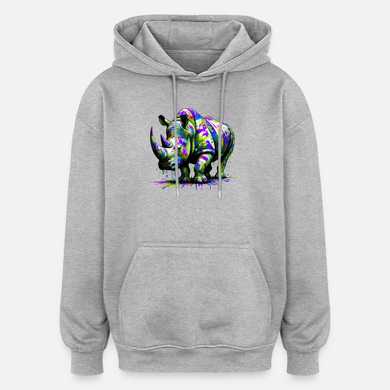 Nashorn - Oversized Unisex Hoodie - Grau meliert