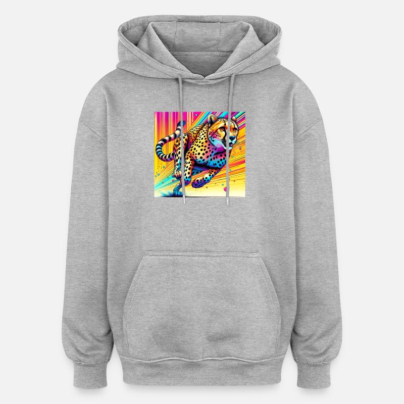 Gepard - Oversized Unisex Hoodie - Grau meliert