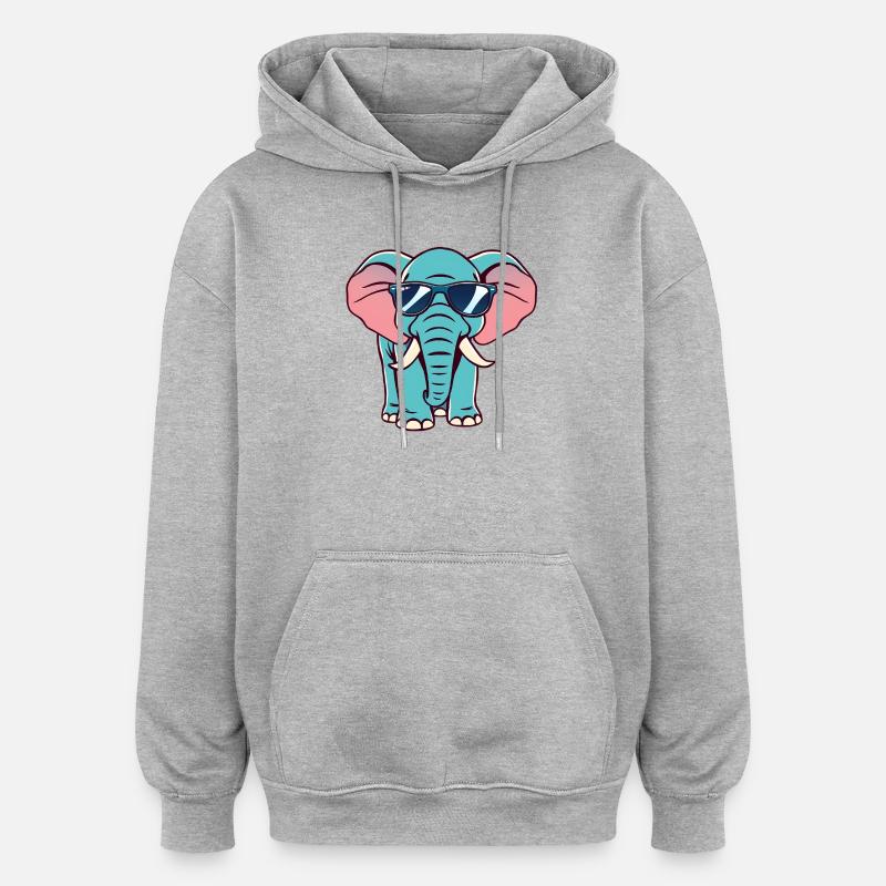 Éléphant - Sweat à capuche oversize unisexe - gris chiné