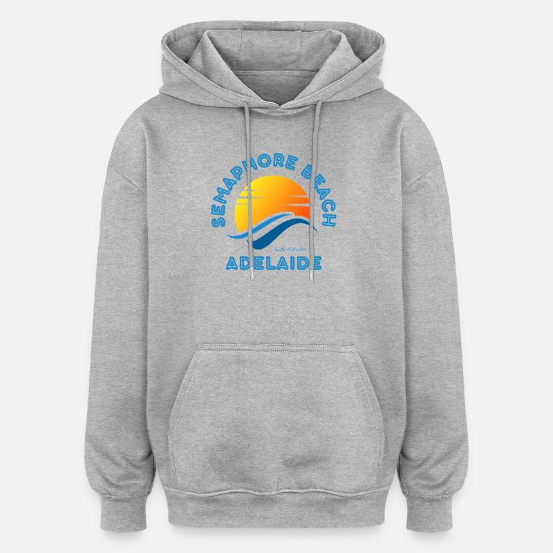Semaphore Beach Adelaide Sunset - Oversized Unisex Hoodie - heather grey