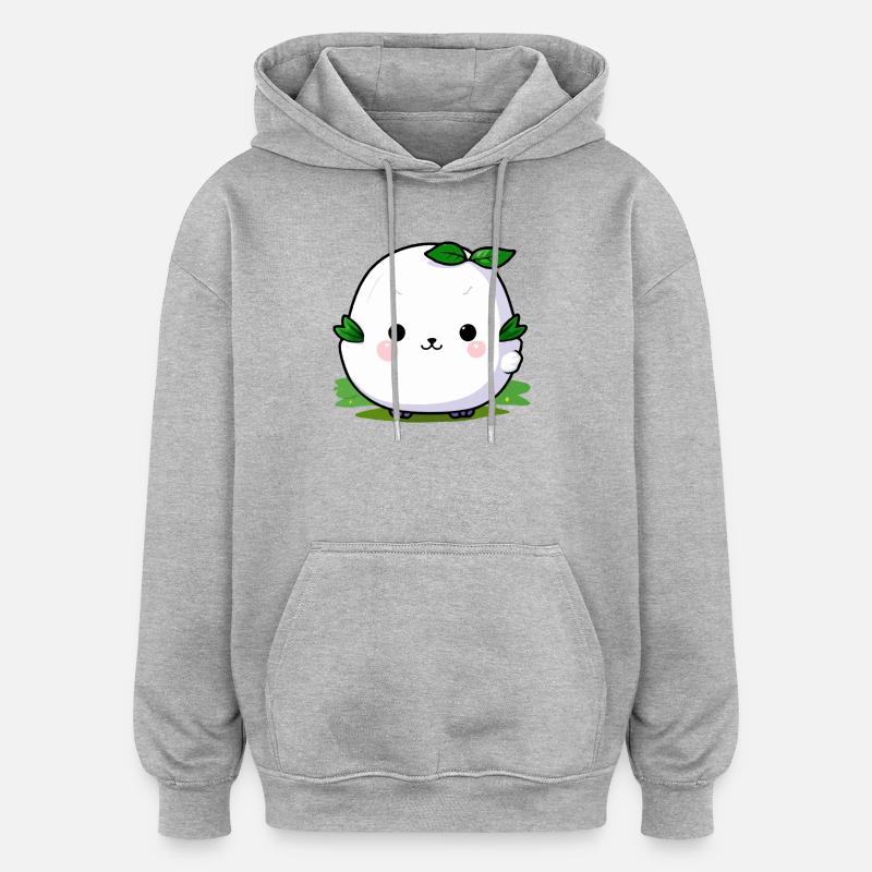 Mascotte de câlin de plante kawaii - Sweat à capuche oversize unisexe - gris chiné