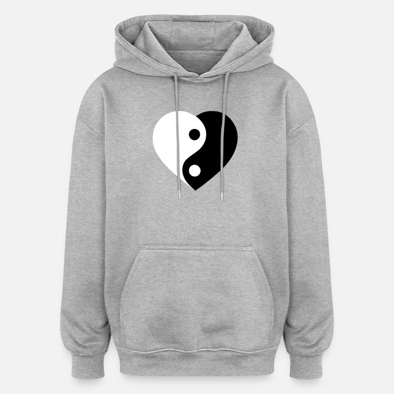 Yin et Yang Love Version :) - Sweat à capuche oversize unisexe - gris chiné