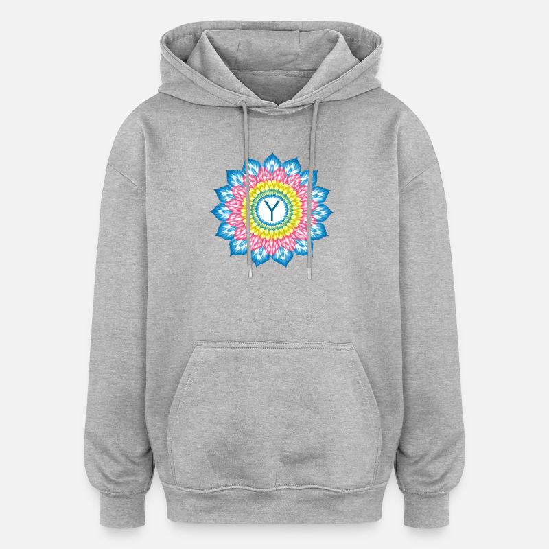 Mandala Y Arc in der Sonne - Oversized Unisex Hoodie - Grau meliert