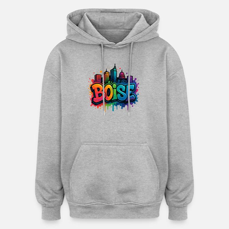 Boise Graffiti Skyline - Oversized Unisex Hoodie - heather grey