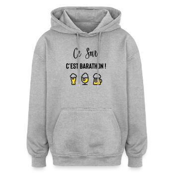 Tonight it's a barathon! - Oversized Unisex Hoodie - heather grey - Front - Noah (186cm)