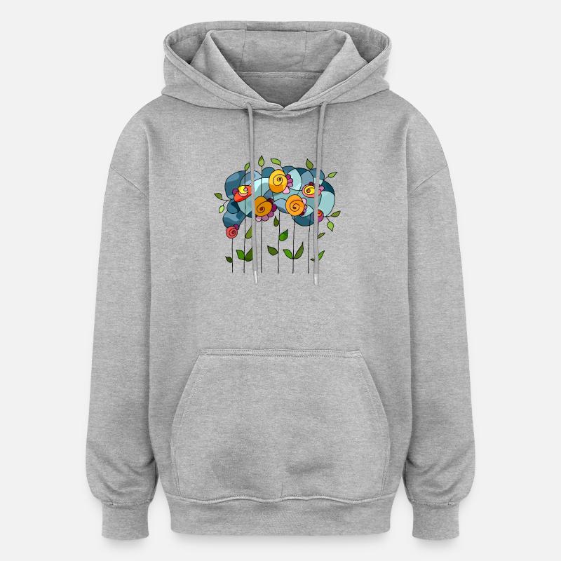 Blumen - Oversized Unisex Hoodie - Grau meliert
