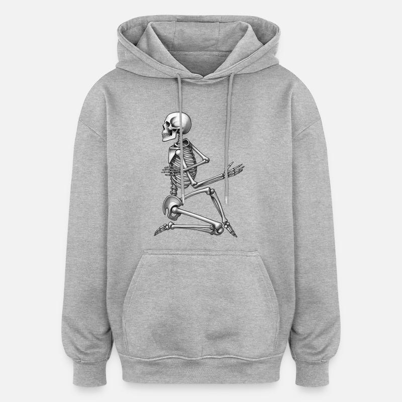 SKELETON DANCER - black & white - Sweat à capuche oversize unisexe - gris chiné