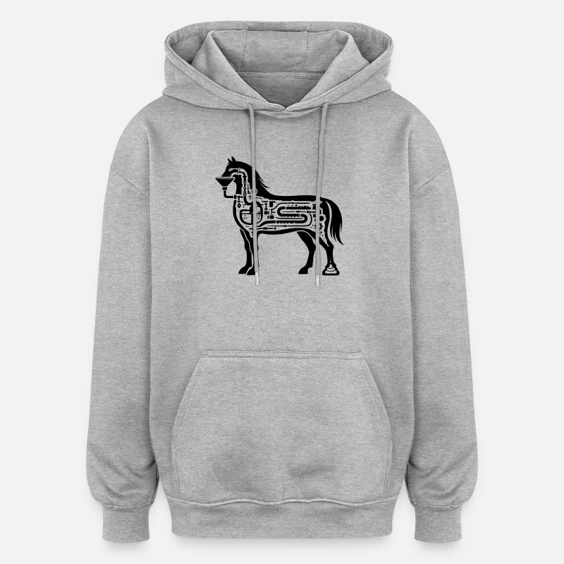 Digestion du cheval - Sweat à capuche oversize unisexe - gris chiné