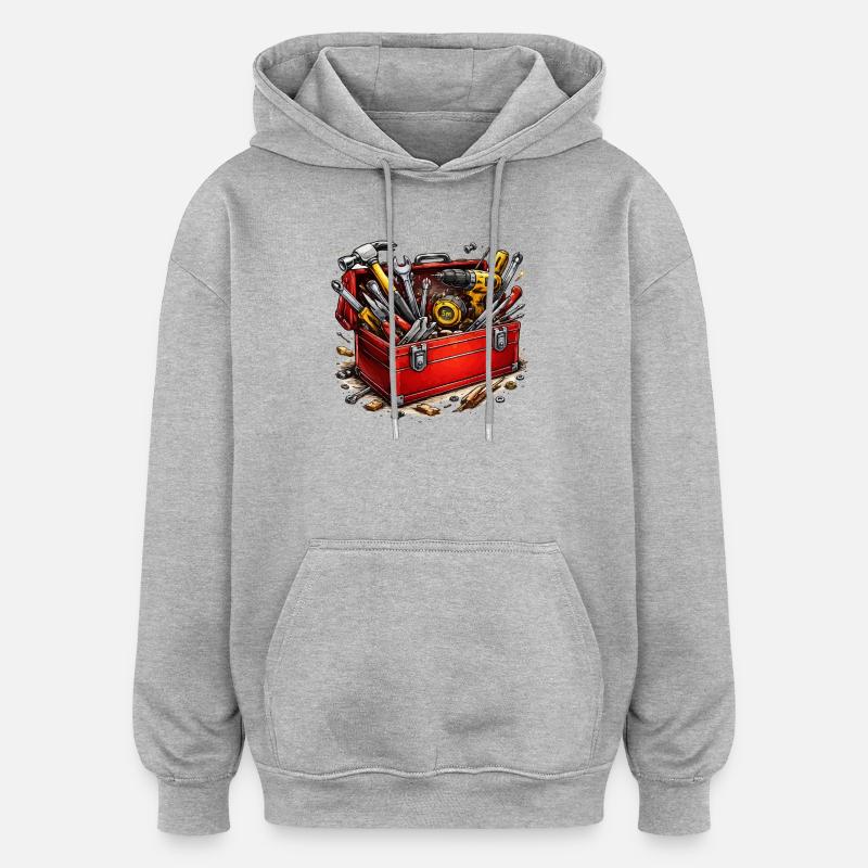 Boîte à outils des bricoleurs - Sweat à capuche oversize unisexe - gris chiné