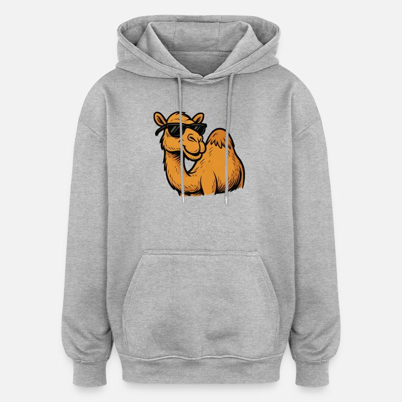 Camel with sunglasses - Oversized Unisex Hoodie - heather grey