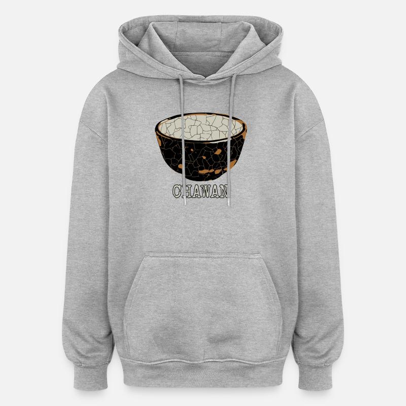 Zerbrochene Chawan-Teeschale - Oversized Unisex Hoodie - Grau meliert