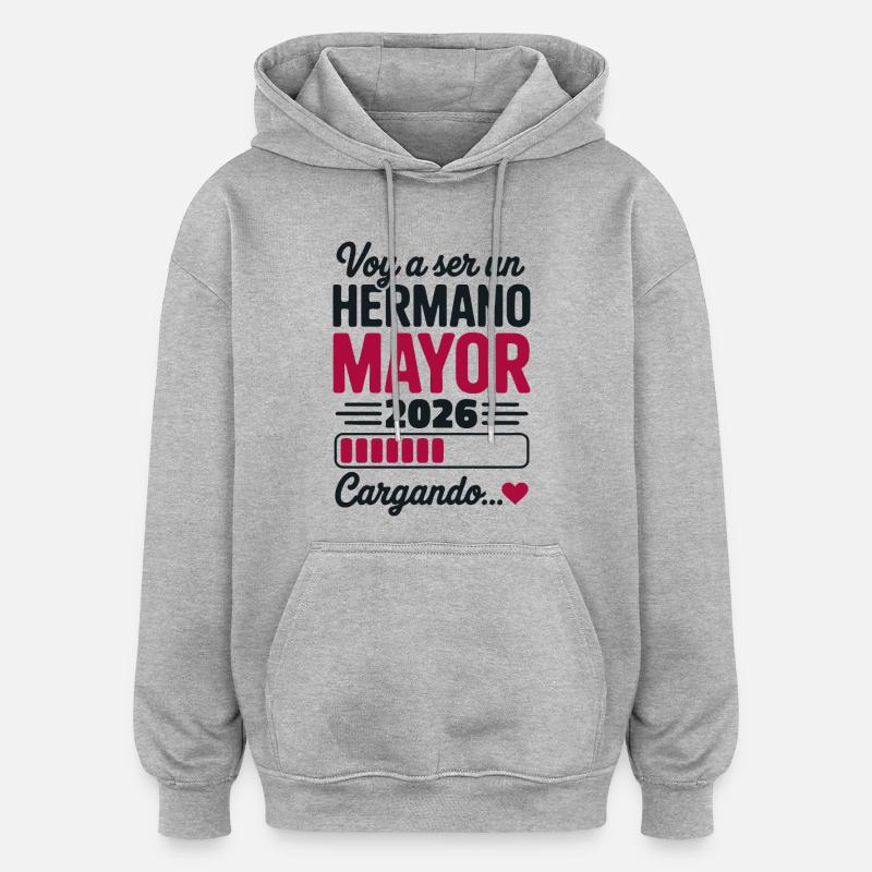 Ich werde 2026 großer Bruder. - Oversized Unisex Hoodie - Grau meliert