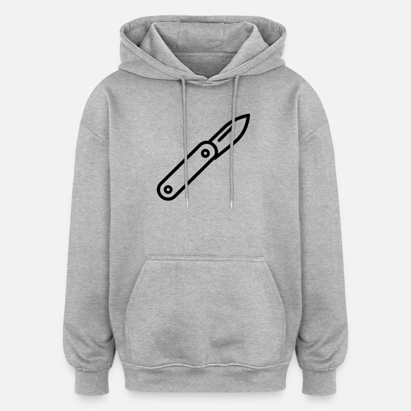 couteau - Sweat à capuche oversize unisexe - gris chiné