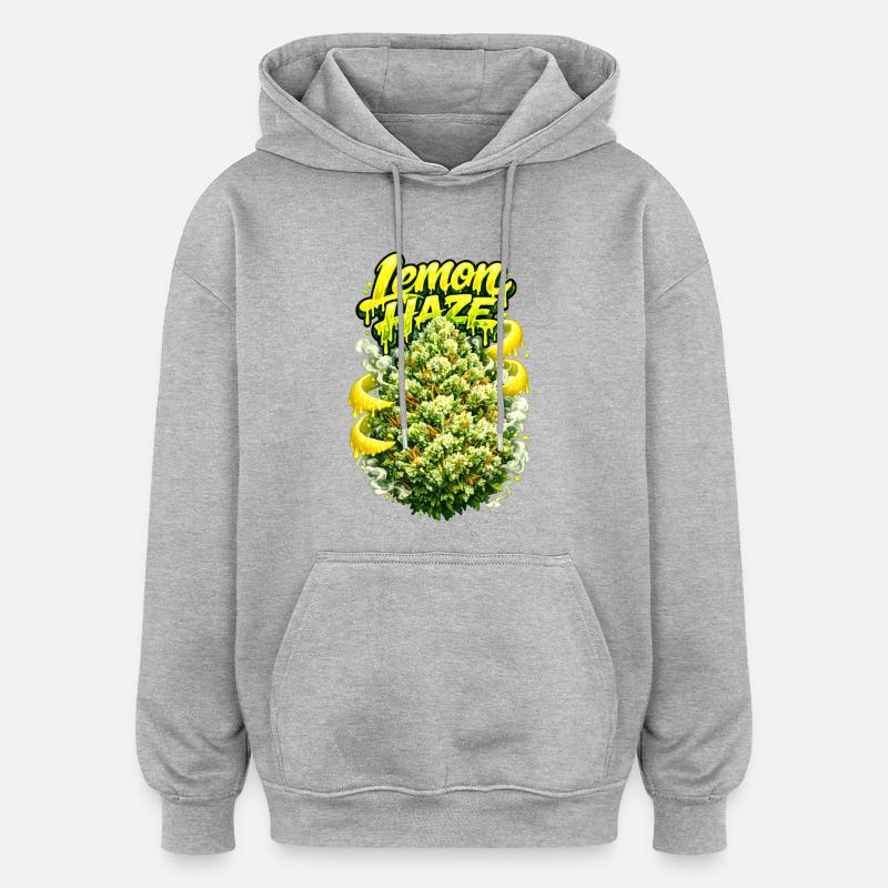 Lemon Haze Citron Graffiti Imprimé - Sweat à capuche oversize unisexe - gris chiné