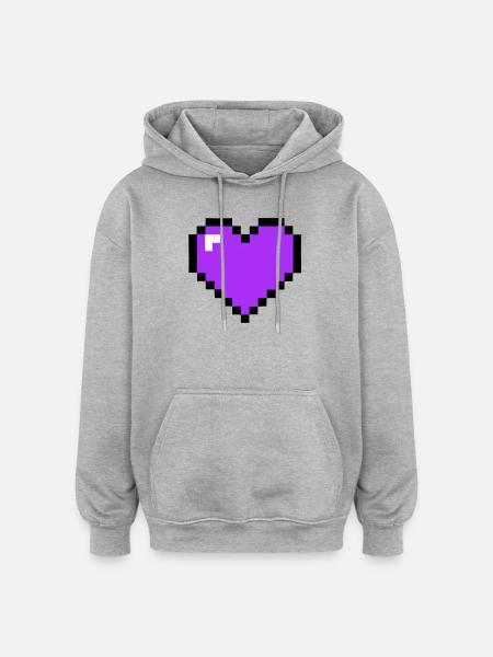 Pixel Heart 8-Bit Health - Oversized Unisex Hoodie - heather grey