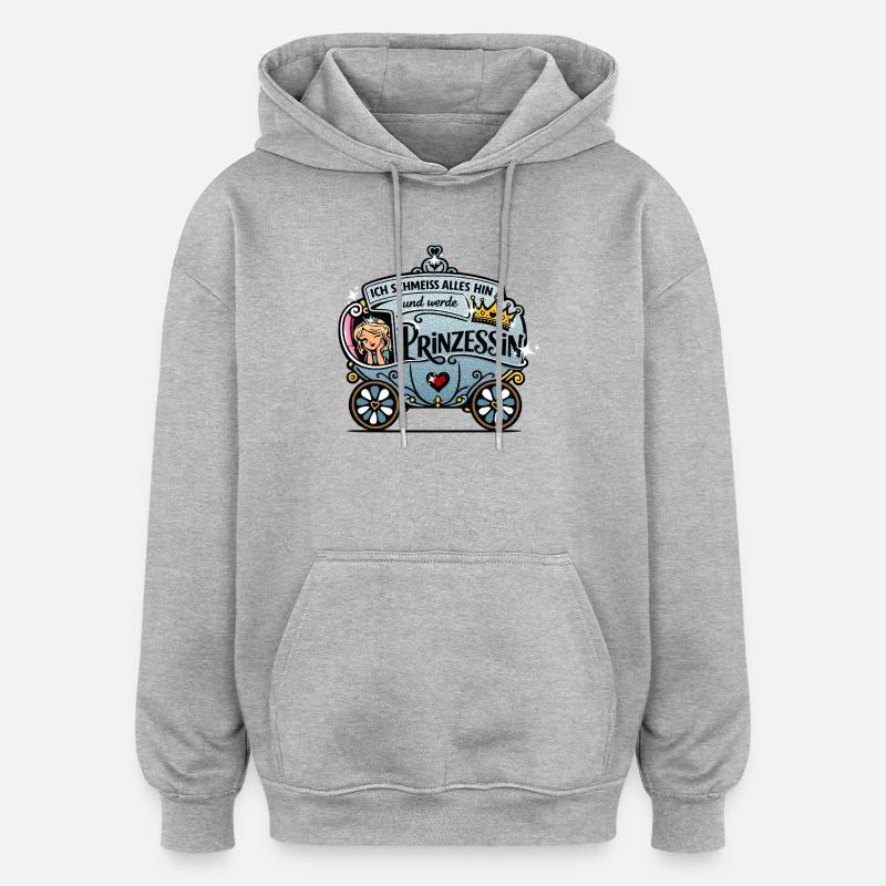 Ich werd Prinzessin Glitzerkutsche - Oversized Unisex Hoodie - Grau meliert