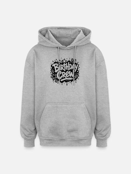 Motif graffiti de fête d’anniversaire - Sweat à capuche oversize unisexe - gris chiné
