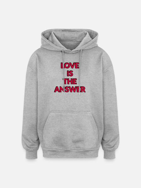 Love Is The Answer: Bold Red - Oversized Unisex Hoodie - heather grey