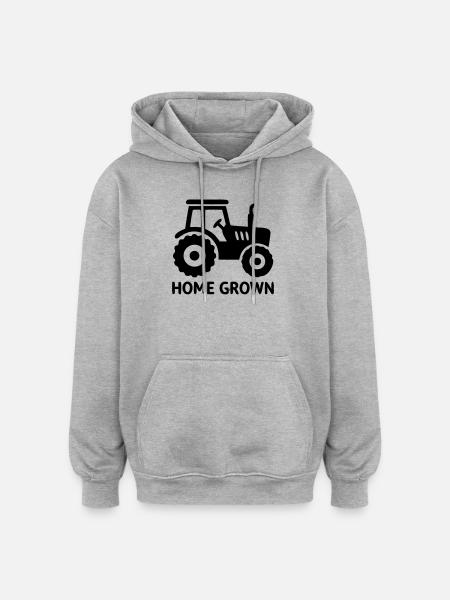 Traktor Home Grown Abzeichen - Oversized Unisex Hoodie - Grau meliert