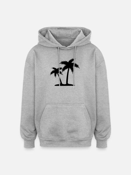 Palmen - Oversized Unisex Hoodie - Grau meliert