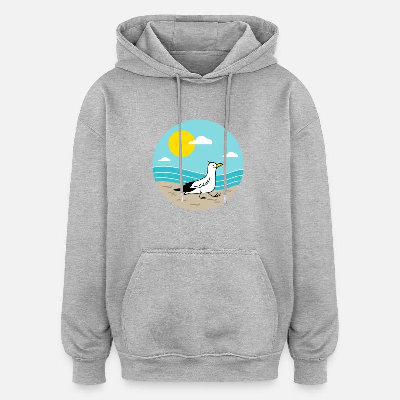 Mouette à la mer - Sweat à capuche oversize unisexe - gris chiné