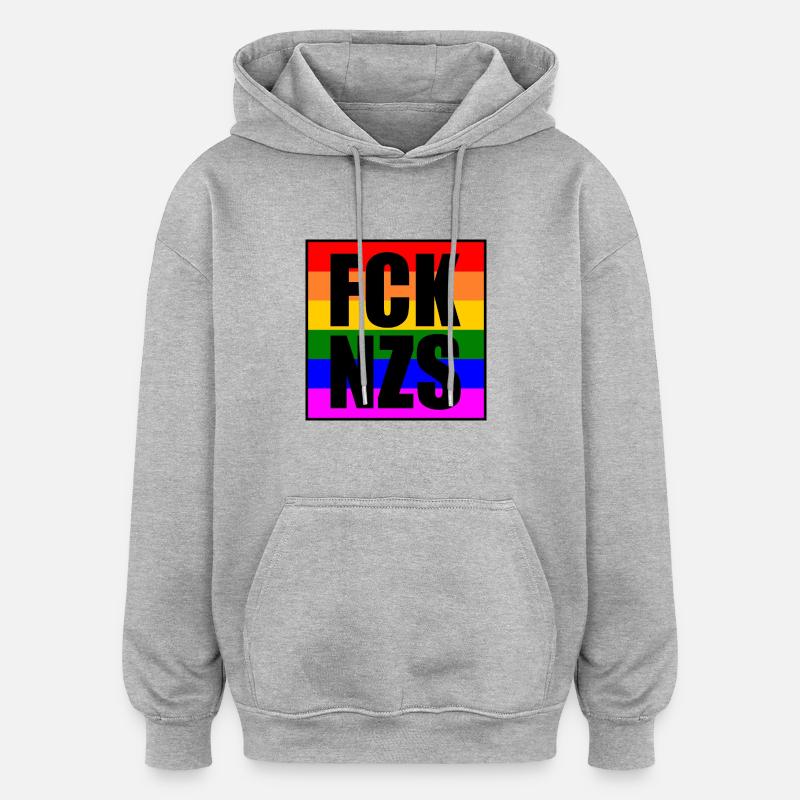 Fck nzs - Sweat à capuche oversize unisexe - gris chiné