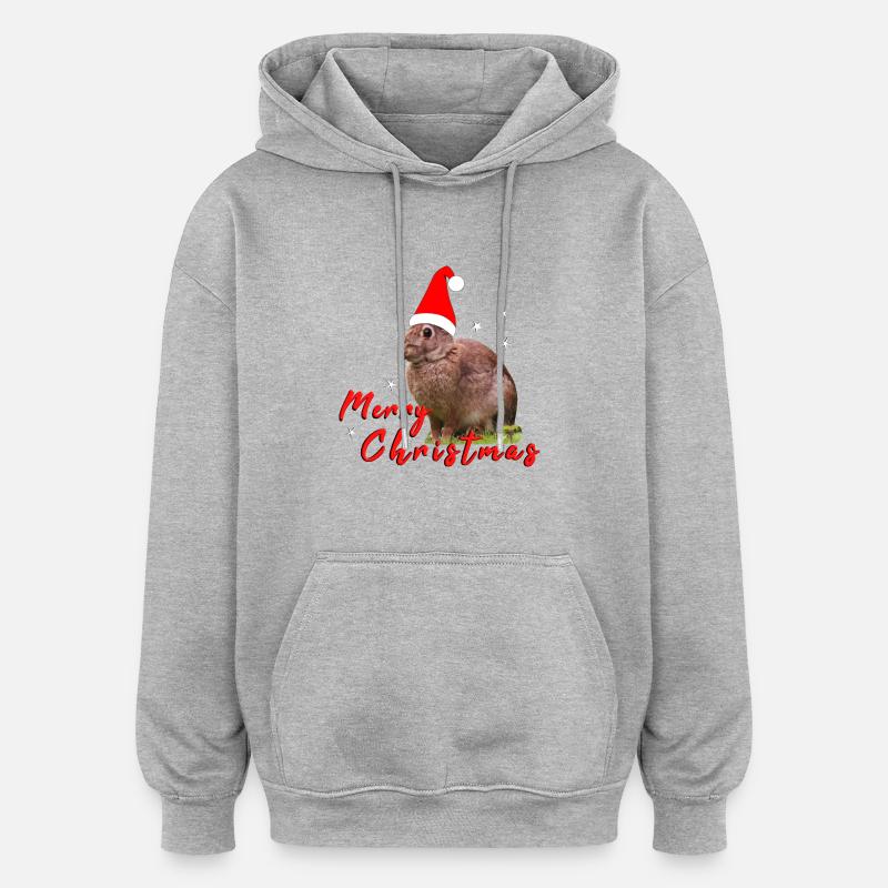 Joyeux Noël Lapin - Sweat à capuche oversize unisexe - gris chiné