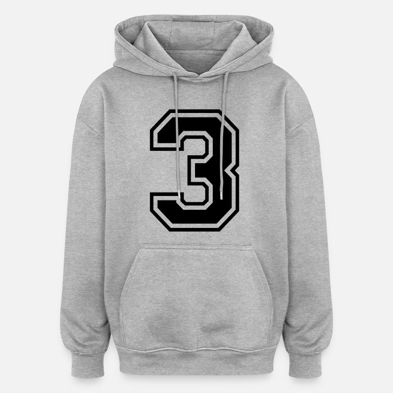 Nummer 3 - Oversized Unisex Hoodie - Grau meliert