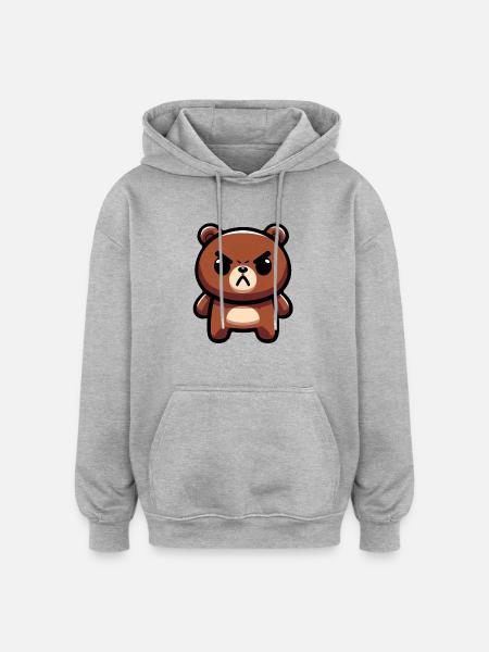 Fierce Brown Bear Art - Oversized Unisex Hoodie - heather grey