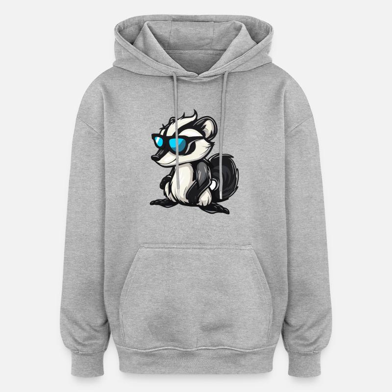Skunk Bande dessinée Cool - Sweat à capuche oversize unisexe - gris chiné