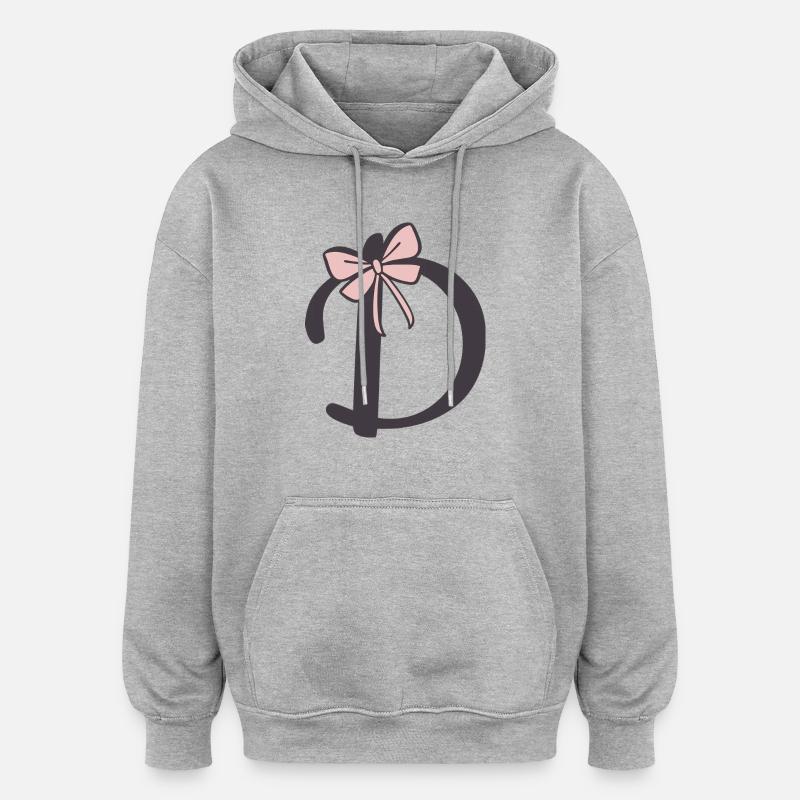 Anfangsbuchstabe D Schleifchen - Oversized Unisex Hoodie - Grau meliert
