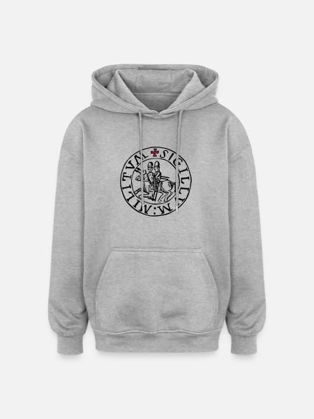 templar knights seal - Oversized Unisex Hoodie - heather grey