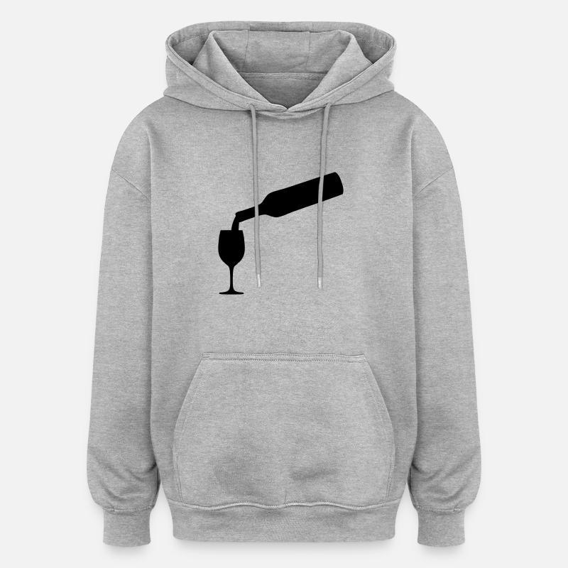 vin bouteille - Sweat à capuche oversize unisexe - gris chiné