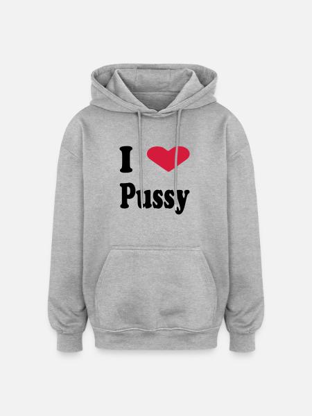 pussy - Sweat à capuche oversize unisexe - gris chiné