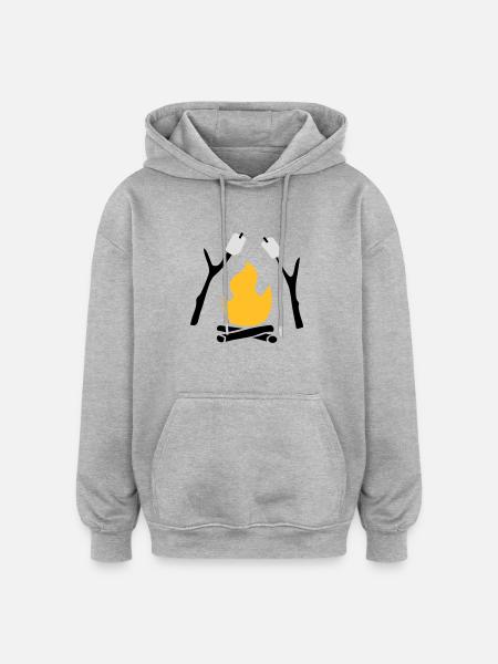 Lagerfeuer - Oversized Unisex Hoodie - Grau meliert