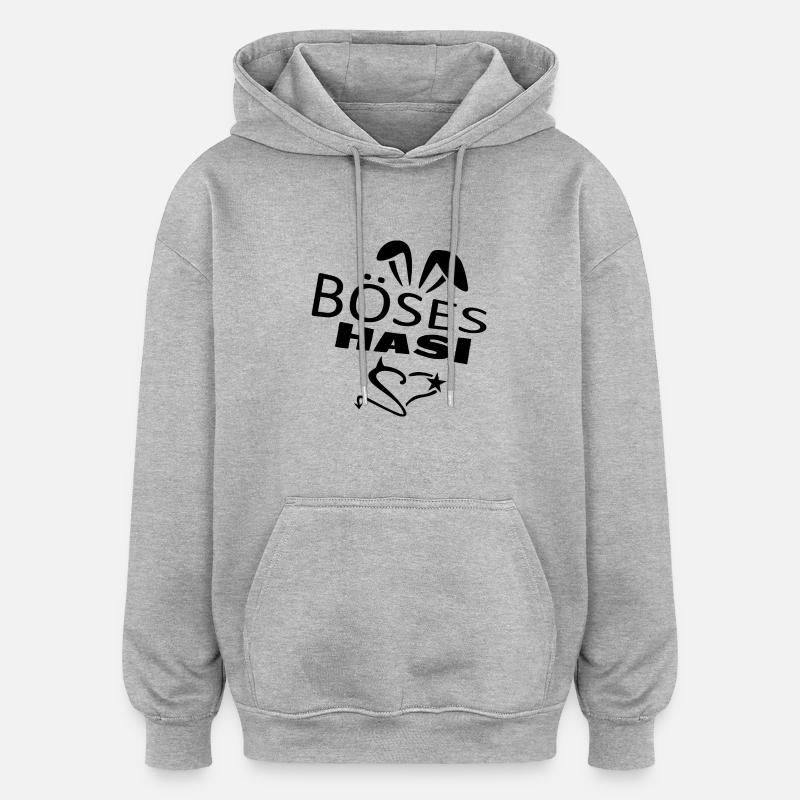 Böses Hasi - Oversized Unisex Hoodie - Grau meliert