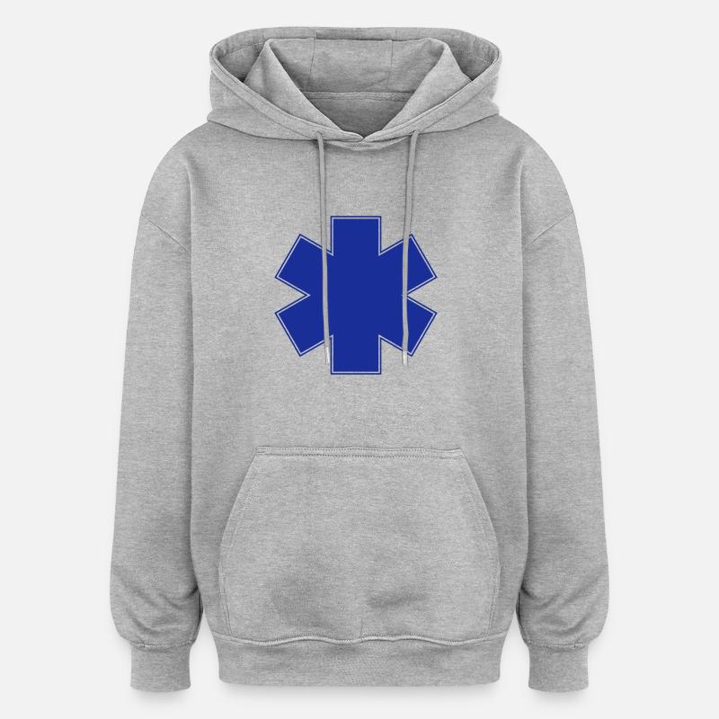 ambulancier_logo - Oversized Unisex Hoodie - Grau meliert