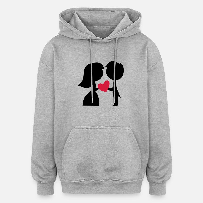 brautpaar - Sweat à capuche oversize unisexe - gris chiné