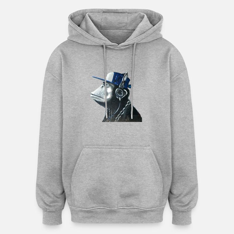 Affe Graffiti von Custom - Oversized Unisex Hoodie - Grau meliert