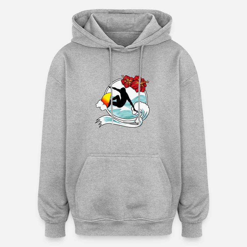 surf - Sweat à capuche oversize unisexe - gris chiné