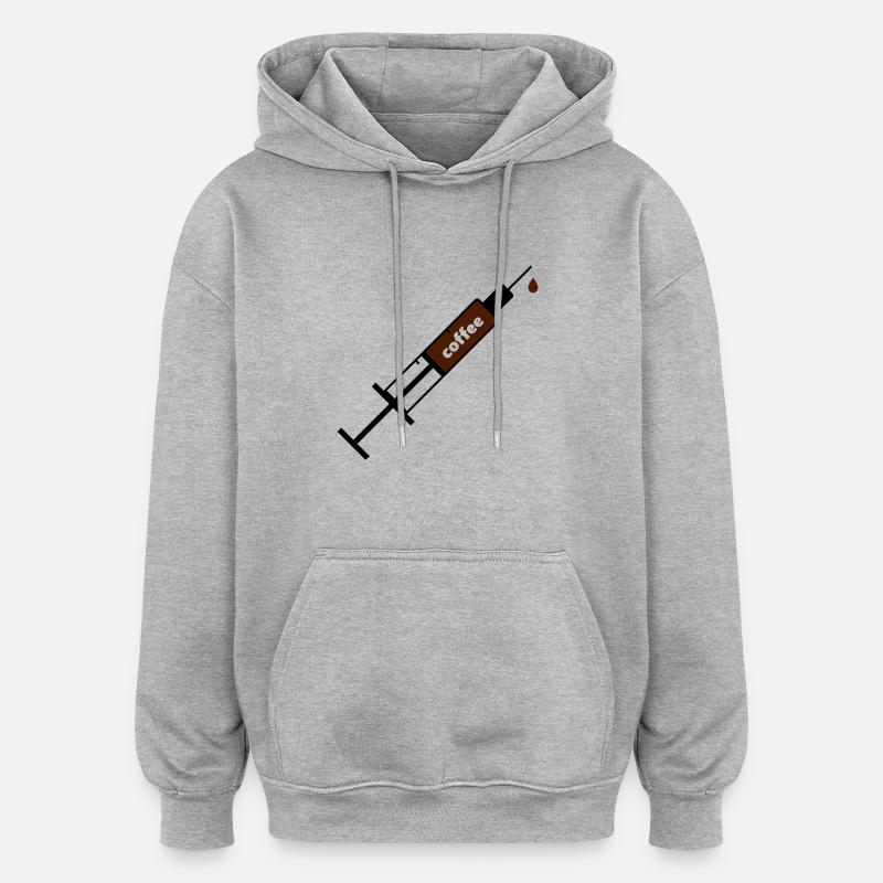 Kaffee Coffee Sucht Spritze - Oversized Unisex Hoodie - Grau meliert