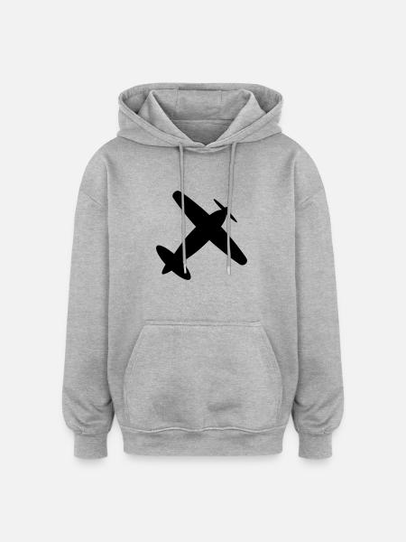 airplane__f1 - Sweat à capuche oversize unisexe - gris chiné