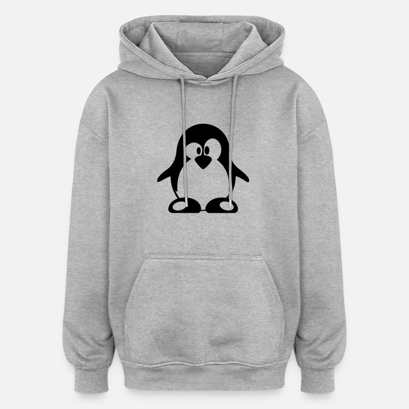 pinguin - Oversized Unisex Hoodie - Grau meliert