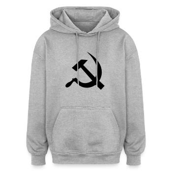 hammer_and_sickle - Oversized Unisex Hoodie - heather grey - Front - Noah (186cm)