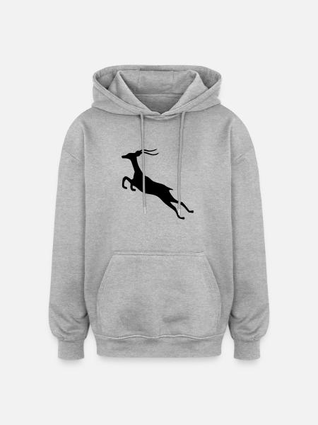 ritning djur gasell springbock vild safari - Oversized luvtröja unisex - gråmelerad